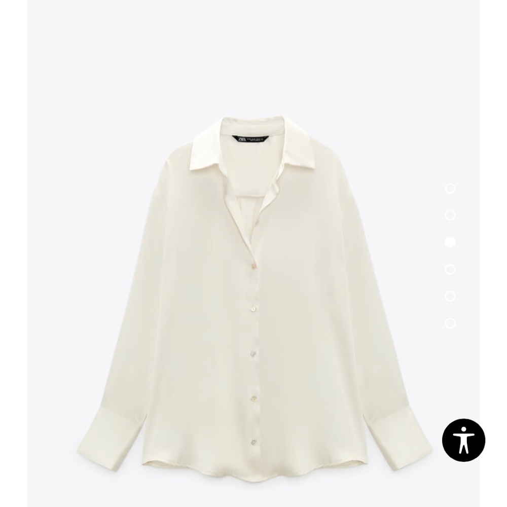 Zara Satin Effect Button Down Blouse in White